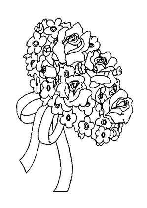 Ausmalbilder Blumenstrauss mit Rosen 3 Blumenstrauss Malvorlagen