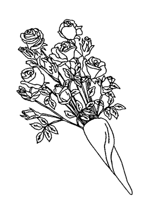 Ausmalbilder Blumenstrauss mit Rosen 7 Blumenstrauss Malvorlagen