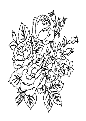 Ausmalbilder Blumenstrauss mit Rosen Blumenstrauss Malvorlagen