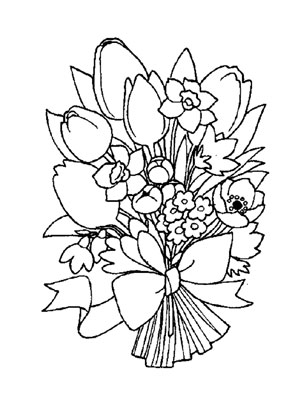 Ausmalbilder Bunter Blumenstrauss 1  Blumenstrauss Malvorlagen
