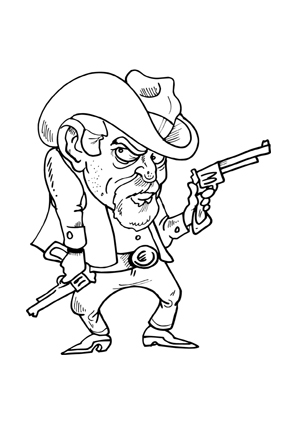 Ausmalbilder Alter Cowboy mit Pistole Cowboys Malvorlagen