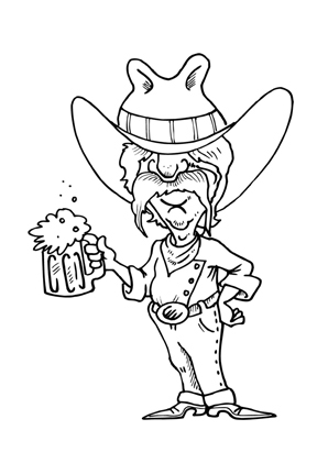 Ausmalbilder Cowboy mit Bier  Cowboys Malvorlagen
