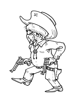 Ausmalbilder Cowboy mit zwei Pistolen Cowboys Malvorlagen