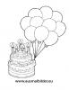 Ausmalbild Torte mit Luftballons