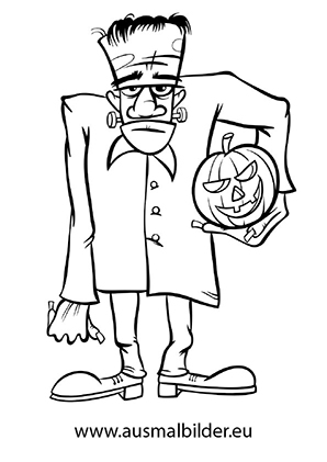 Ausmalbild Halloween Frankenstein