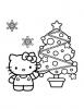 Ausmalbild Kittty mit Weihnachtsbaum