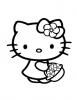 Ausmalbild Kitty mit Blumenkorb
