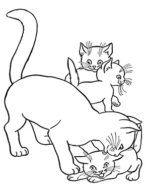 Ausmalbild Katze Mit Babies Zum Ausdrucken
