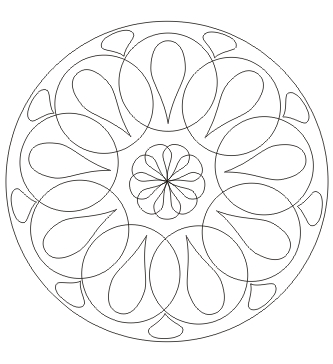 Ausmalbild Mandala Kreise Tropfen