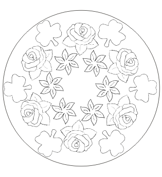Ausmalbild Mandala mit Blumen