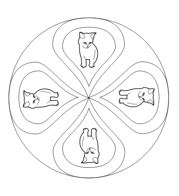 Ausmalbild Mandala mit Katze