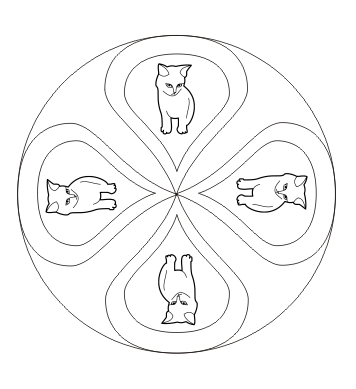 Ausmalbild Mandala mit Katze