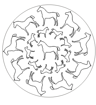 Ausmalbild Pferde Mandala