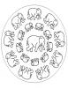 Ausmalbilder Mandala mit Elefanten