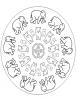 Ausmalbild Mandala mit Tieren