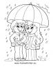 Ausmalbild Kinder mit Regenschirm