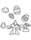 Ausmalbild Osterhase jongliert Eier