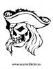 Ausmalbild Piraten Totenkopf mit Hut