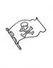 Ausmalbild Piratenfahne im Wind