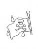 Ausmalbild Piratenfahne mit gekreuzten Knochen