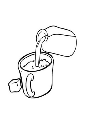 Ausmalbild Kaffee mit Milch kostenlos ausdrucken