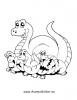 Ausmalbild Dino mit Dinokindern