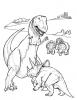 Ausmalbild Tyrannosaurus Rex und eine Herde Triceratops