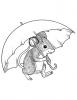 Ausmalbild Kleine Maus grosser Schirm