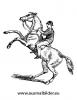 Ausmalbild Aufsteigendes Pferd mit Reiter