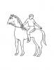 Ausmalbild Pferd mit jungem Reiter