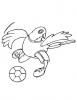 Ausmalbild Fussballspielender Vogel