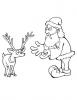 Ausmalbild Weihnachtsmann lockt ein Rentier