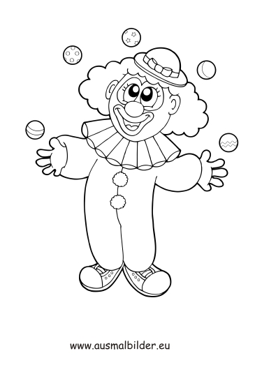 Jonglierender Clown online ausmalen